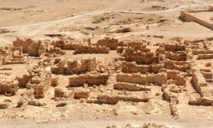 Ruins of ancient Masada fortress in the desert in Israel