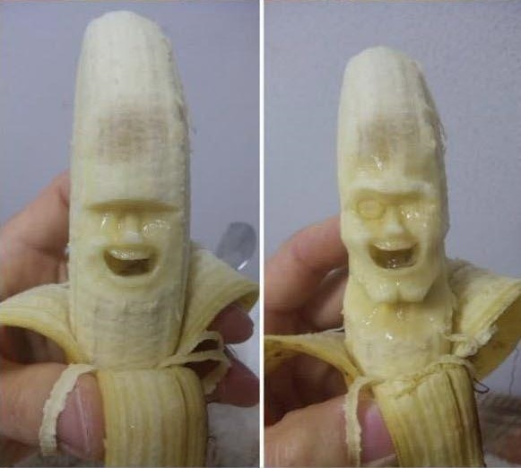 banana carving creative craft project funny faces 3