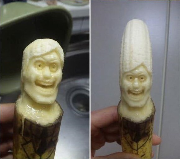 banana carving creative craft project funny faces 6