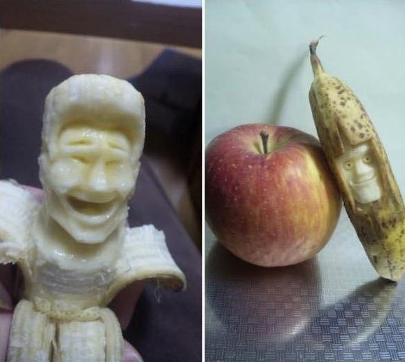 banana carving creative craft project funny faces 7