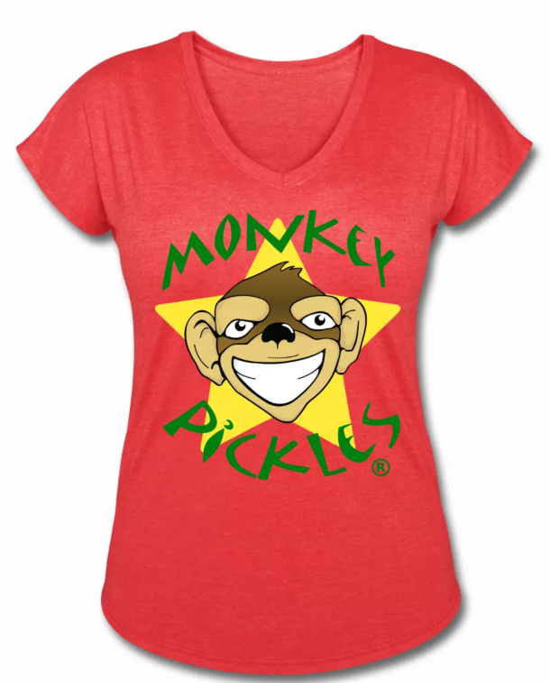 Monkey Pickles Gear, Monkey Pickles Spreadshirt, Official Monkey Pickles, Monkey Pickles Shirts, Monkey Pickles Women's Tri-Blend V-Neck T-Shirt, 