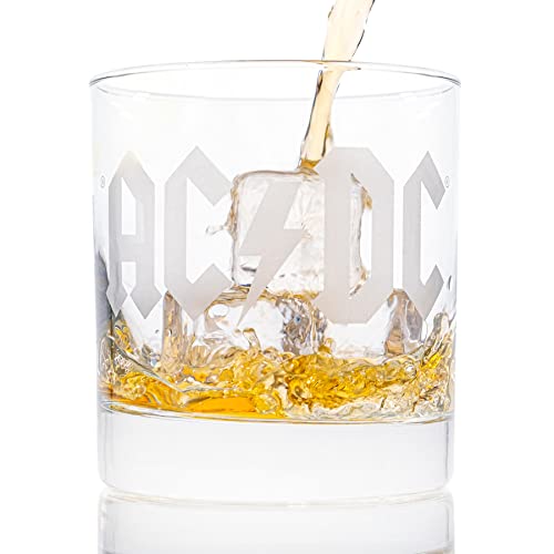 AC/DC: Double Sided “Have A Drink On Me” Sand-Blasted Etched Whiskey Glass