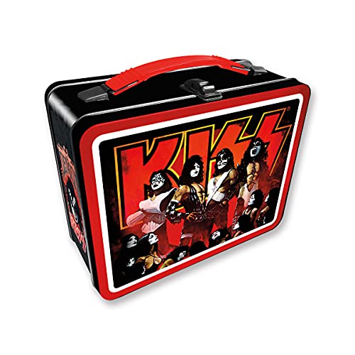 AQUARIUS KISS Fun Box - Sturdy Tin Storage Box with Plastic Handle & Embossed Front Cover - Officially Licensed KISS Merchandise & Collectible Gifts for Kids, Teens & Adults